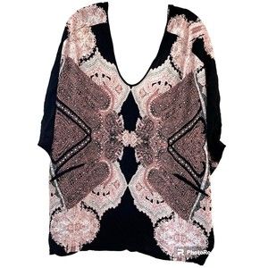 Victoria's Secret M/L Boho Swimsuit Cover Paisley Rhinestone Kimono Slou…